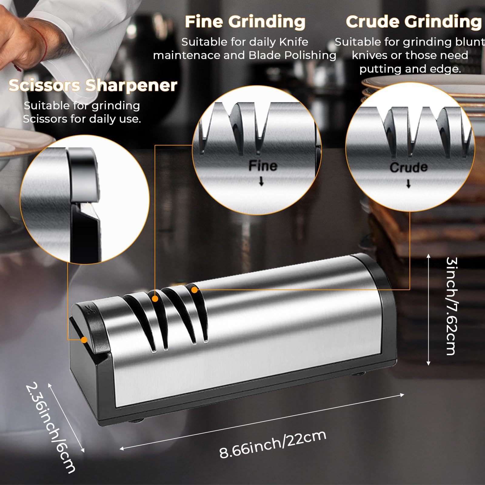 Two-stage sharpening slot on Flechazo sharpener
