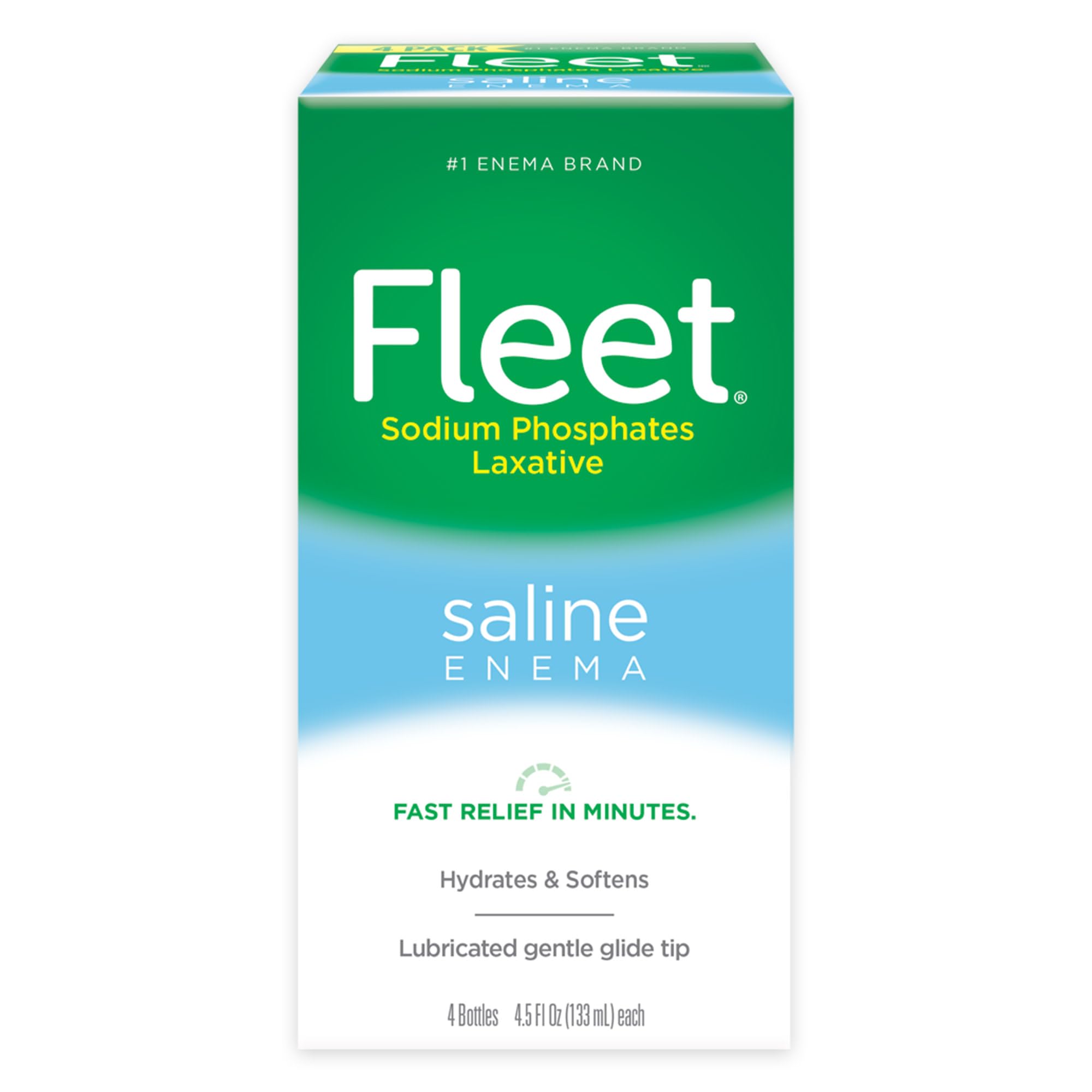 Fleet saline enema kit and pre-lubricated nozzle
