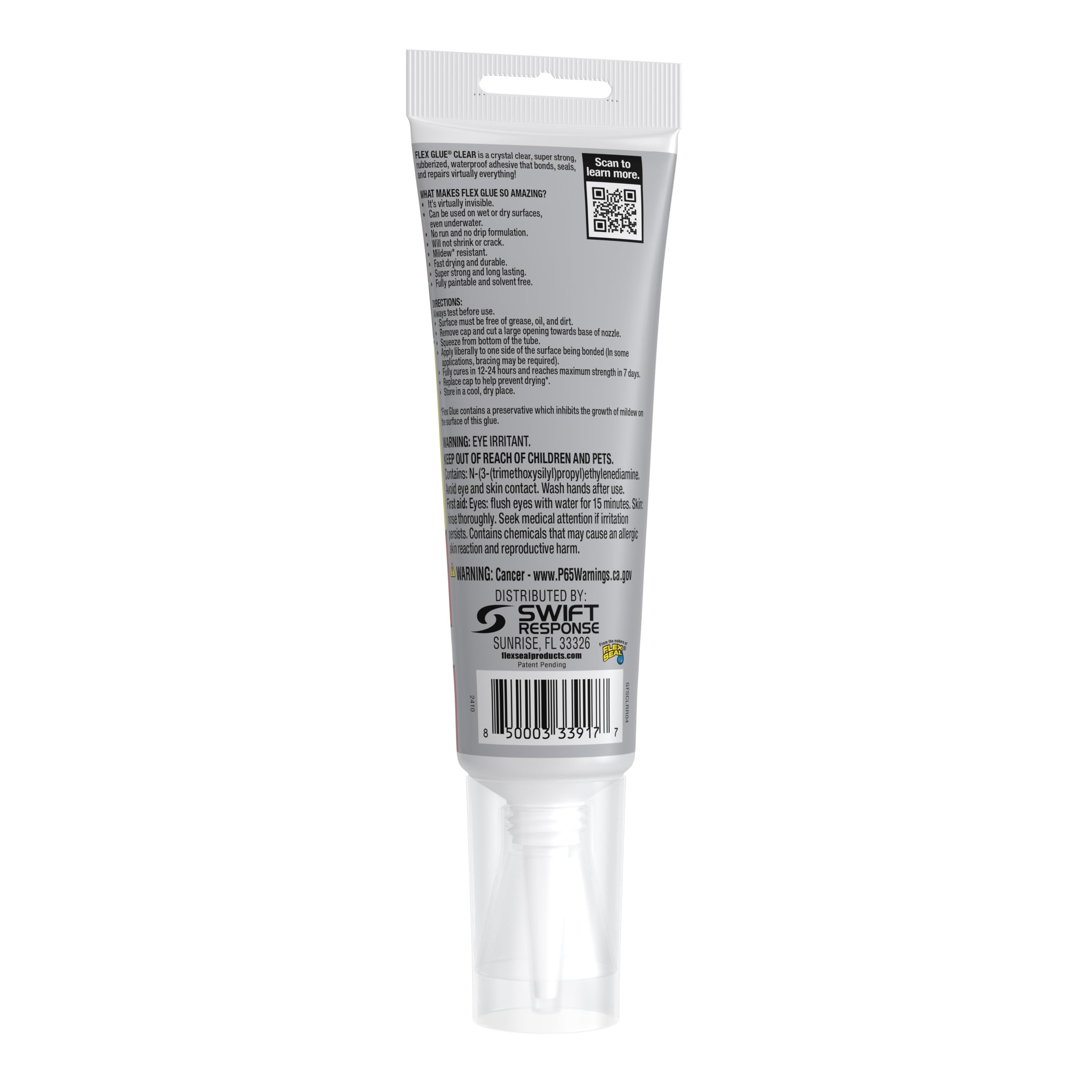 Clear formula Flex Glue Rubberized Waterproof Adhesive close up