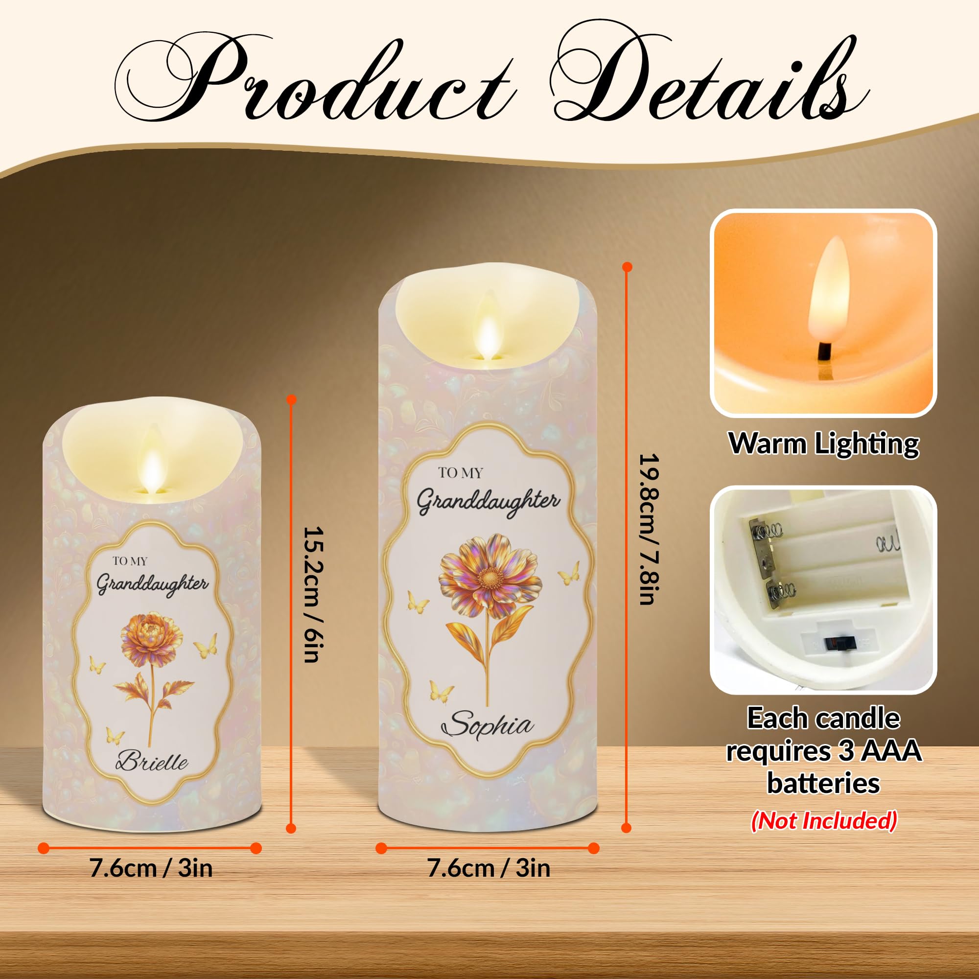 LED candle with realistic flicker flame