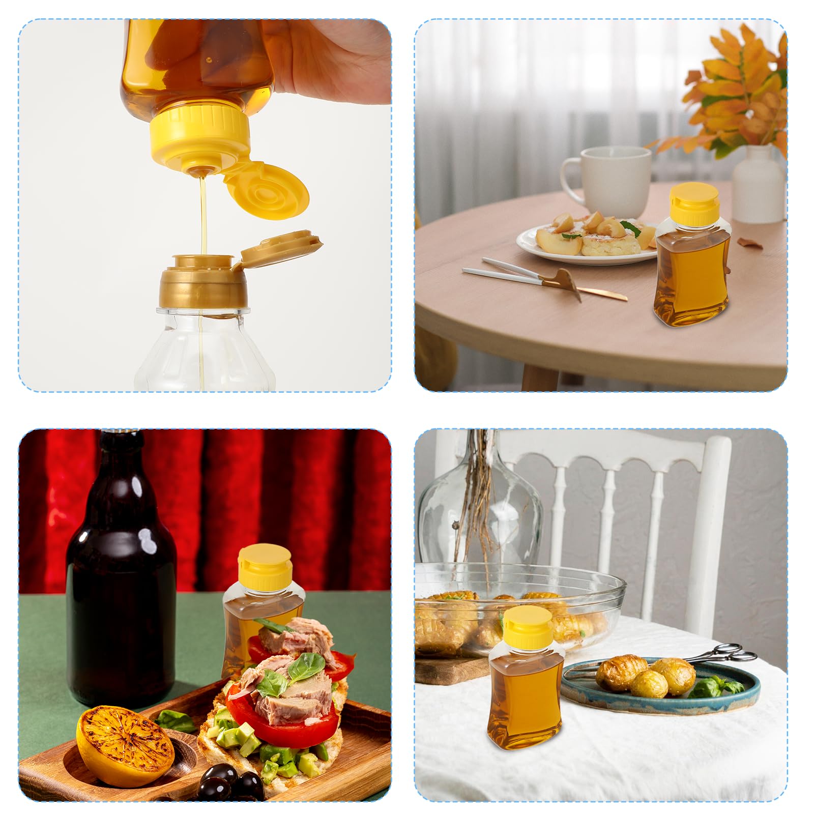 Transparent 11.6 cm tall honey squeeze bottle 180ml