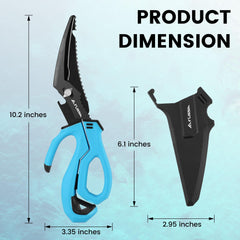 Detachable blades descaler mode on FLISSA fishing scissors