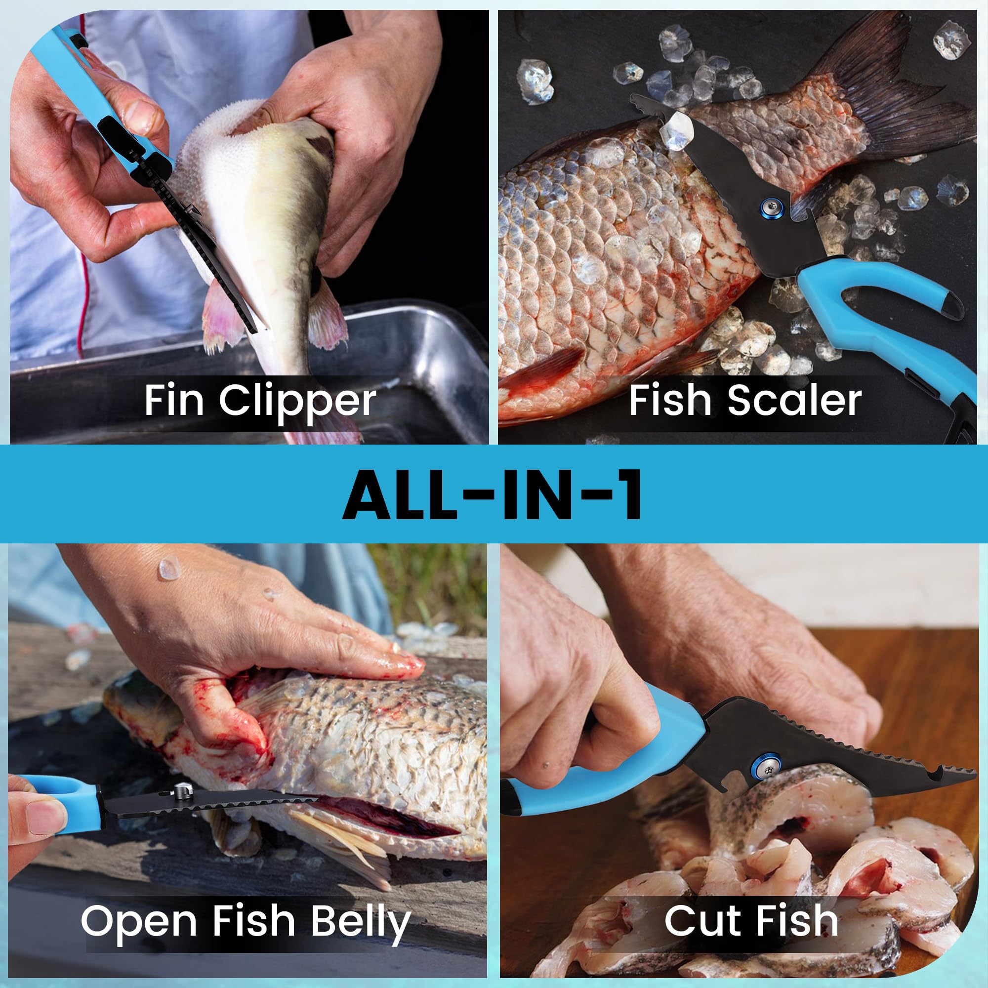 Multipurpose kitchen use with FLISSA fishing scissors cutting vegetables