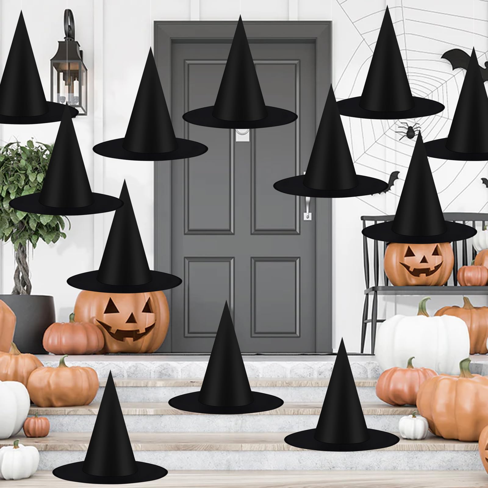 Floating Witch Hats kit with 12-pcs for Halloween decor