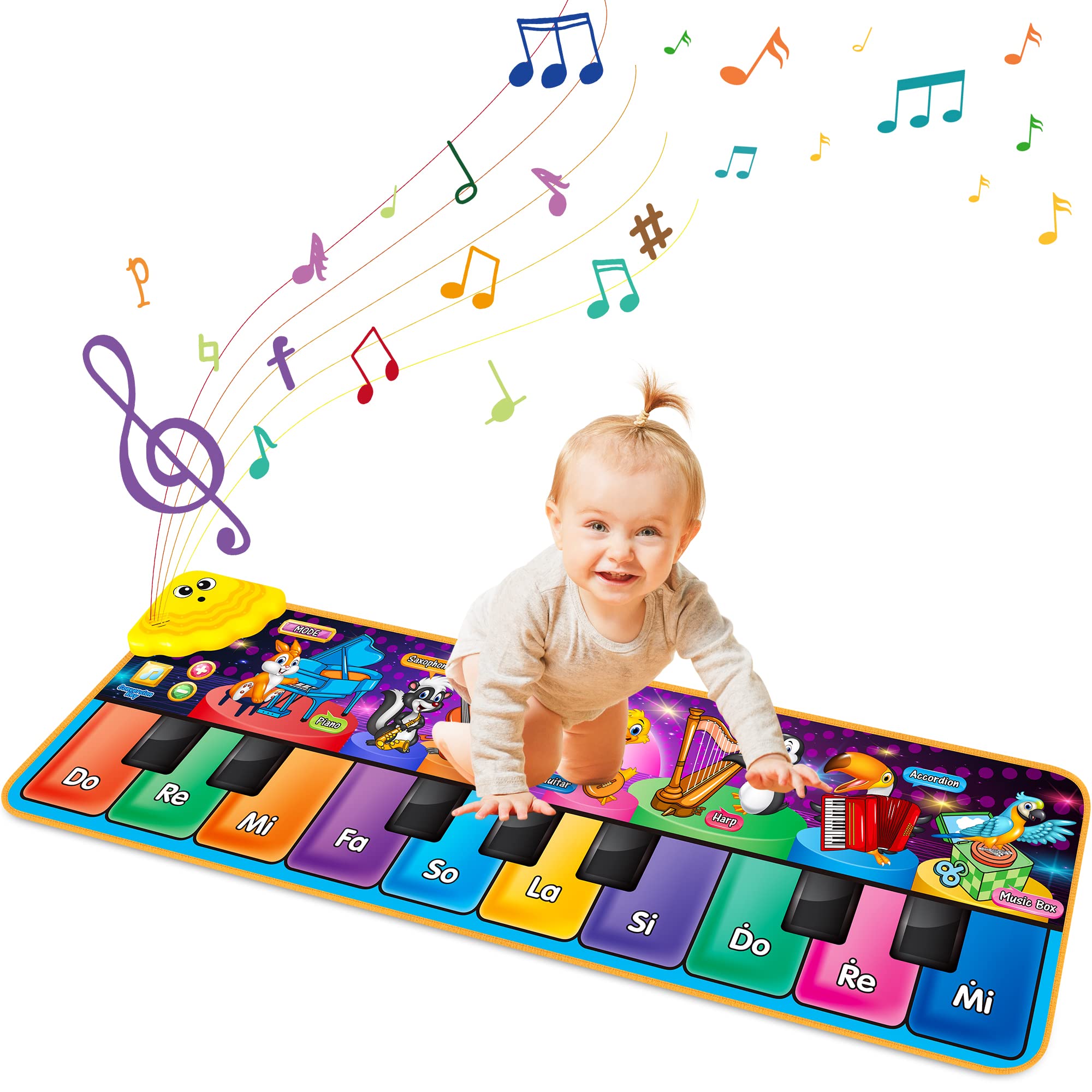 Floor Piano Mat for kids age 1+ foldable size 43 x 14 In