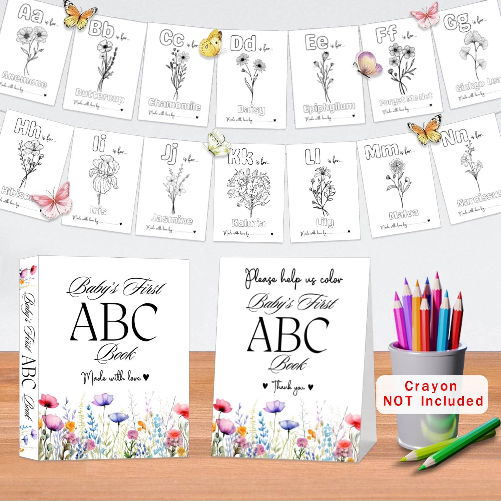 Babys First ABC Book interior pages for coloring
