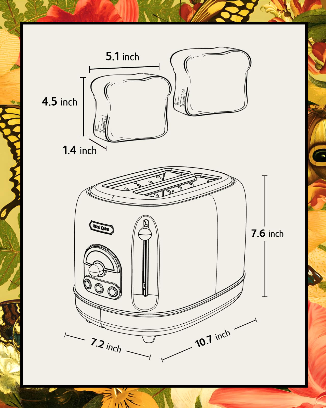 Compact floral design toaster ideal for daily breakfasts