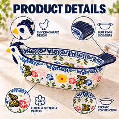 floral chicken shaped bakeware for oven to table