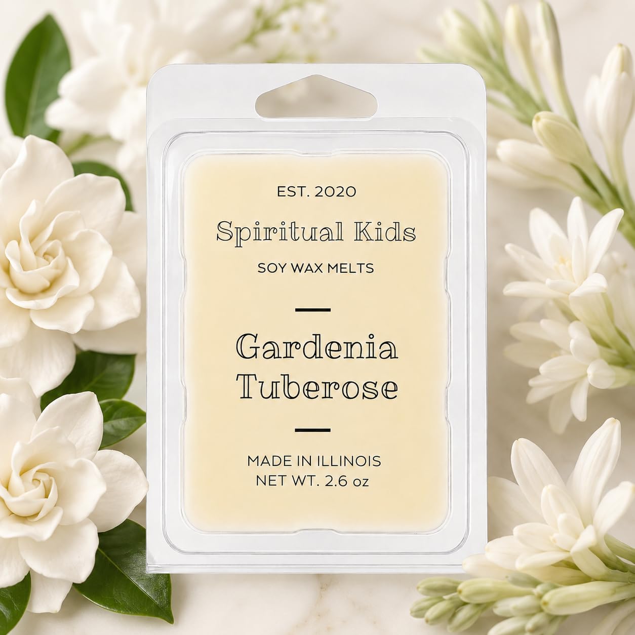 Gardenia Tuberose 2.6oz soy wax melts six cubes in pack