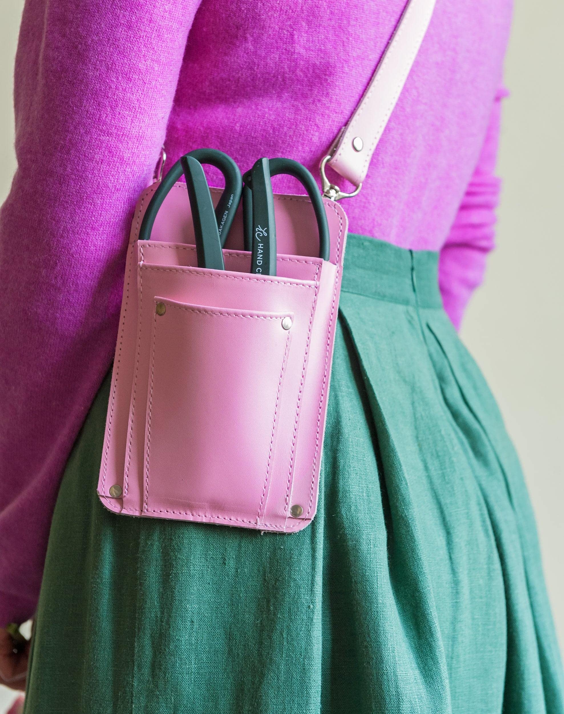 Florist apron style belt worn at hip