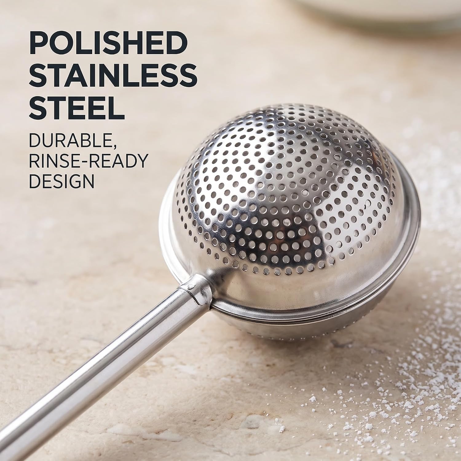 Powdered sugar dusting spoon for desserts and beverages