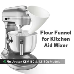 Flour funnel for 4.5–5 Qt KitchenAid mixer closeup