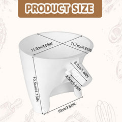 Funnel attached to stand mixer threaded auxiliary opening