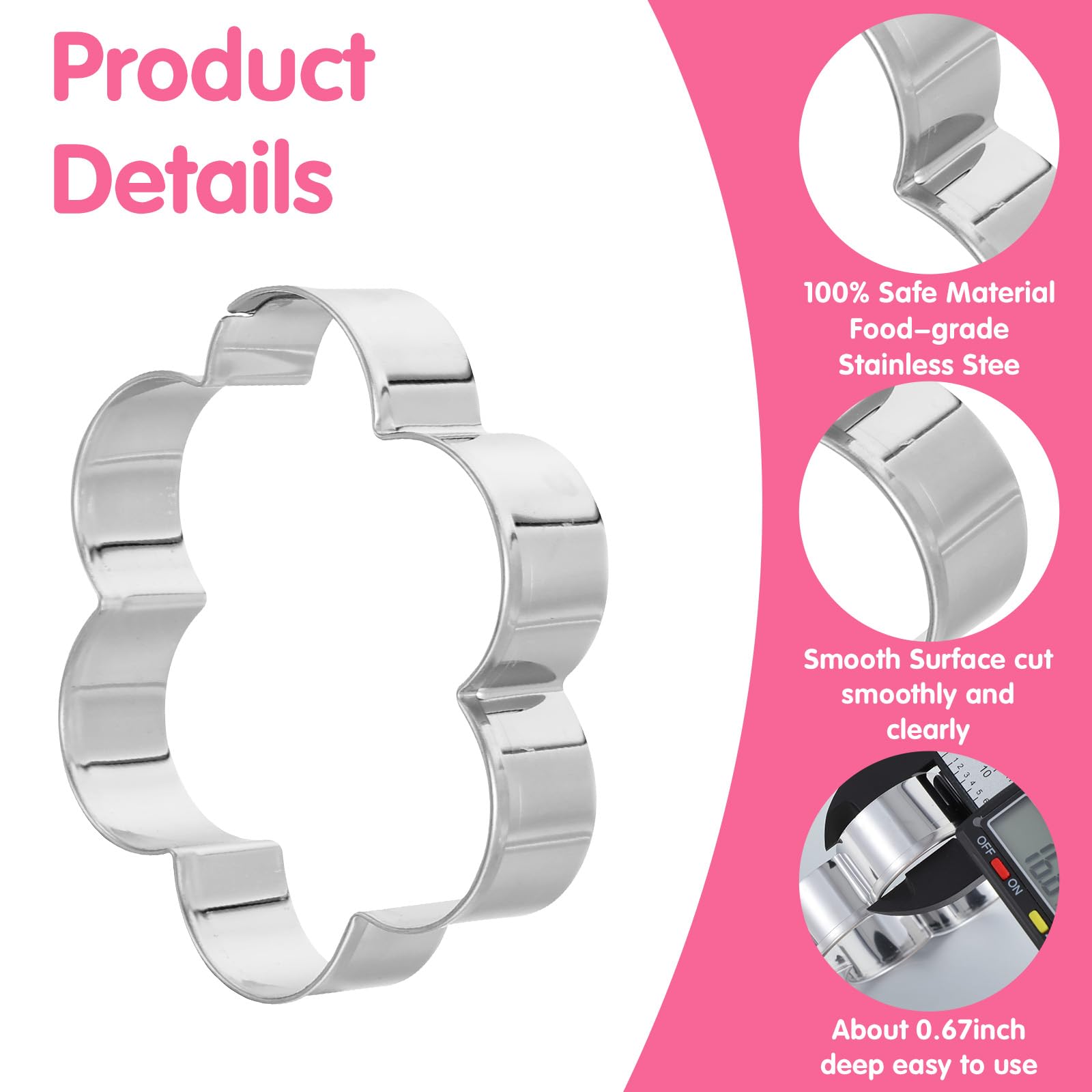 Flower cookie cutter set 2.3 inch size stainless steel