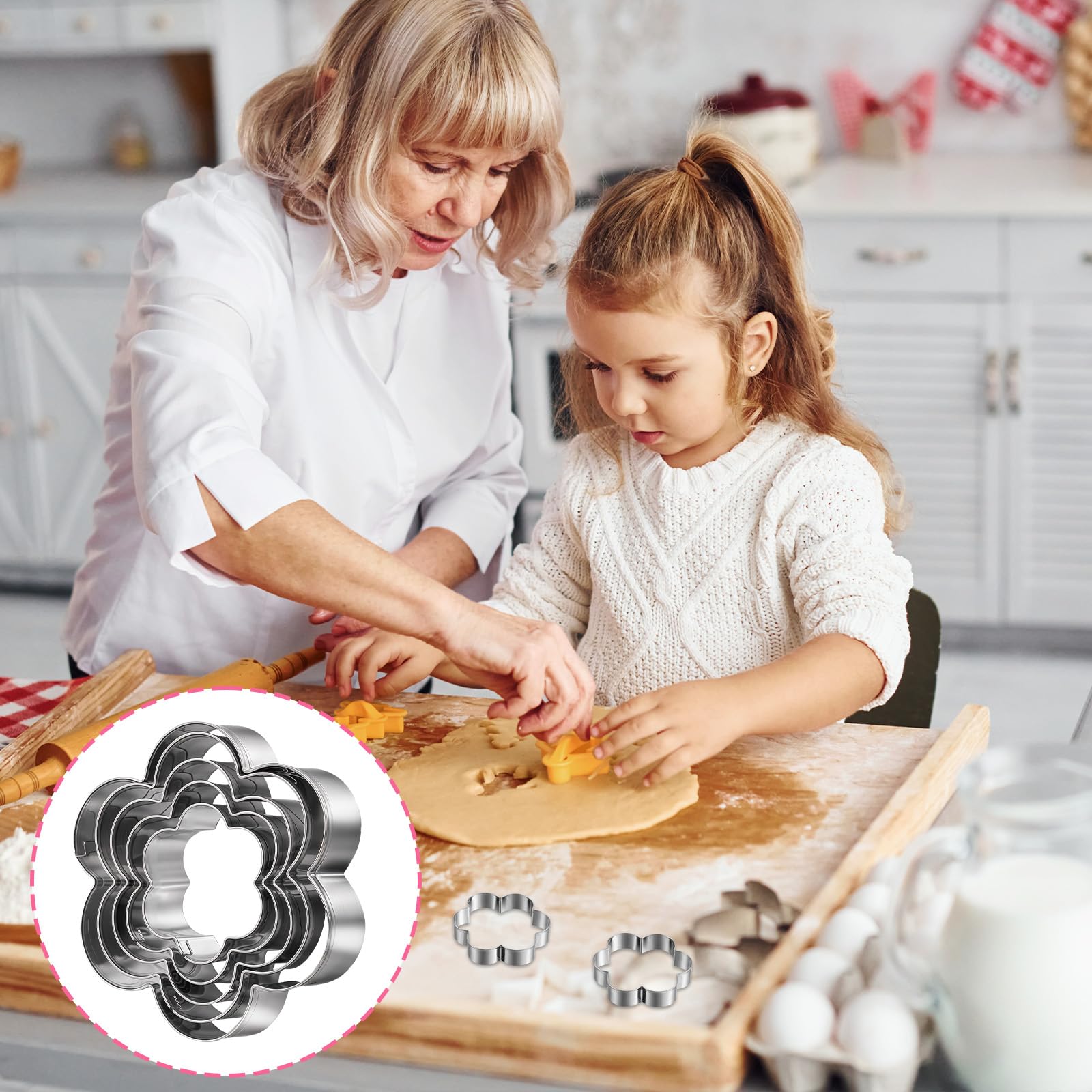 Flower cookie cutter set 1.5 inch size stainless steel