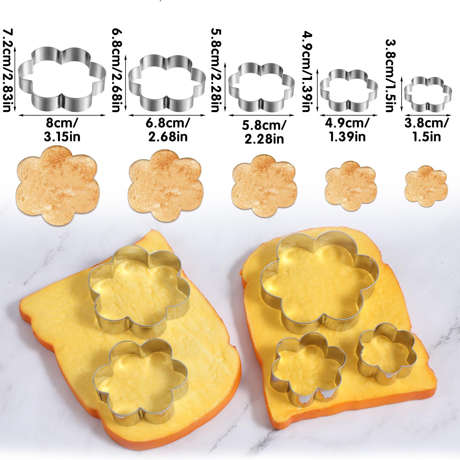 Flower cookie cutter set 2.7 inch size stainless steel