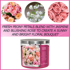 Flower Garden candle 3 wick floral design with ballerina rose