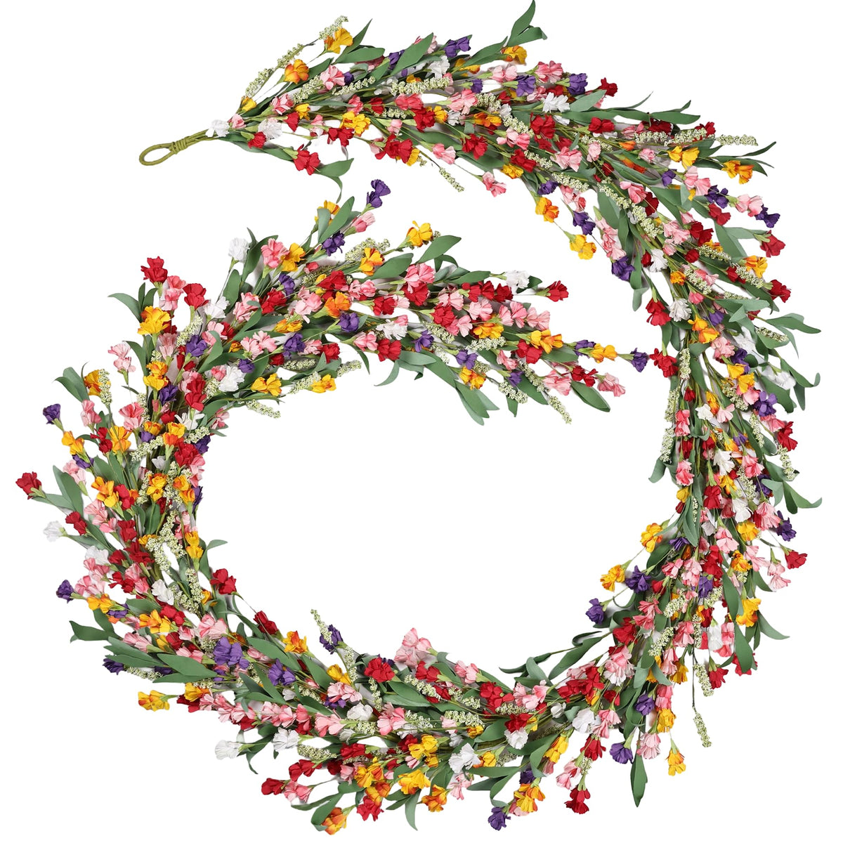 6 ft artificial flower garland length with yellow and pink blossoms