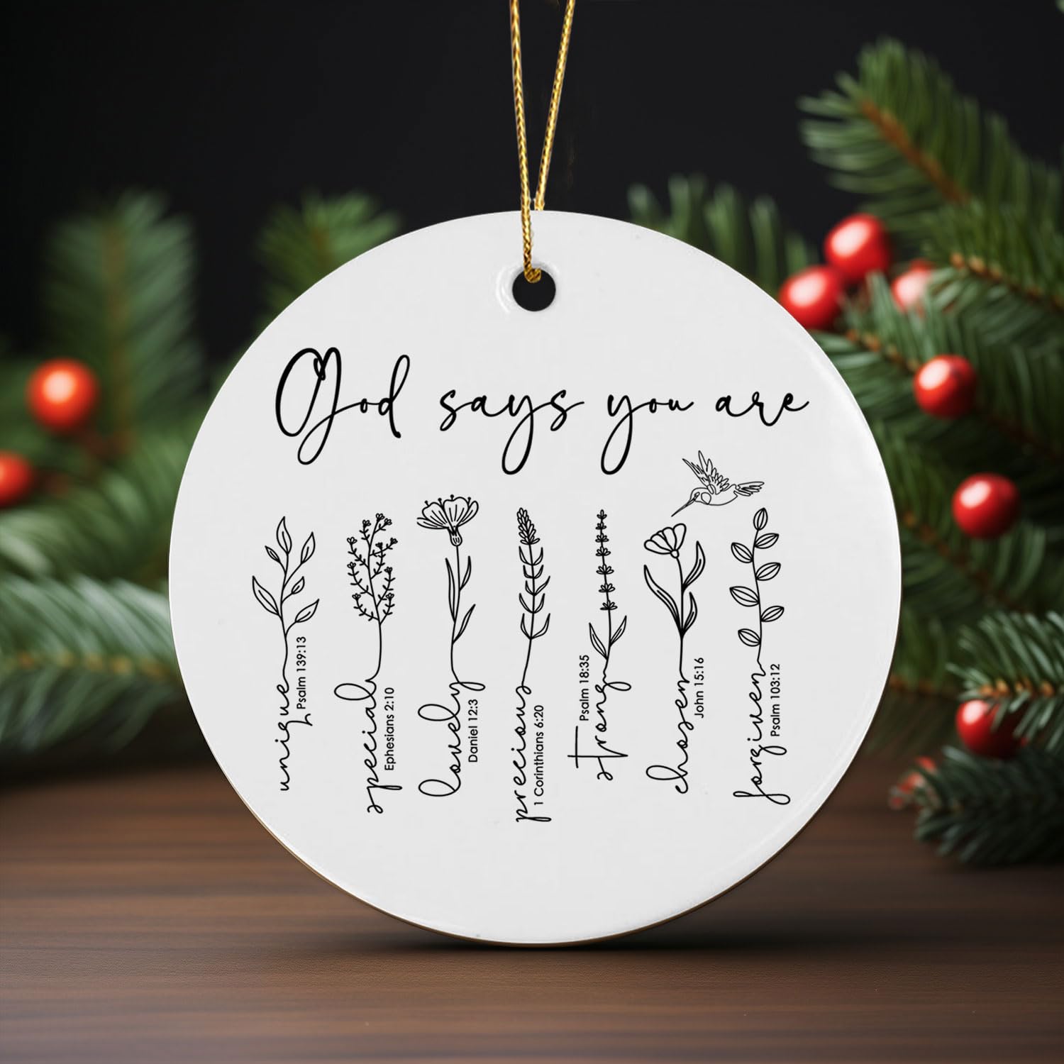 Flower Ornament Christian Bible Verse ornament