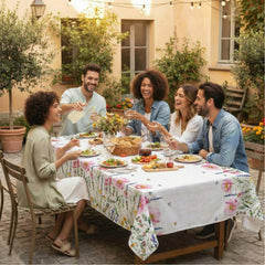Flower tablecloth with wildflower pink design