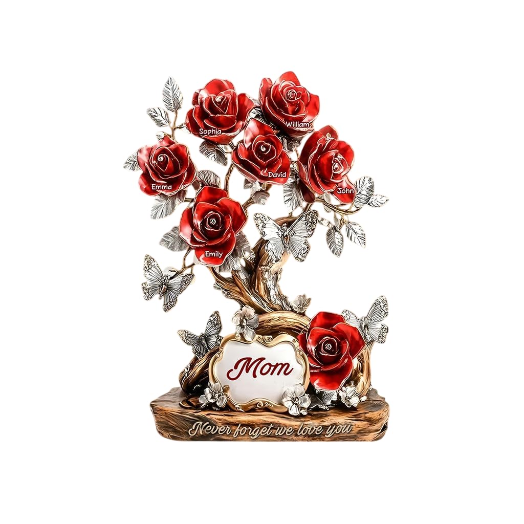Flowers For Mom acrylic plaque with kid names
