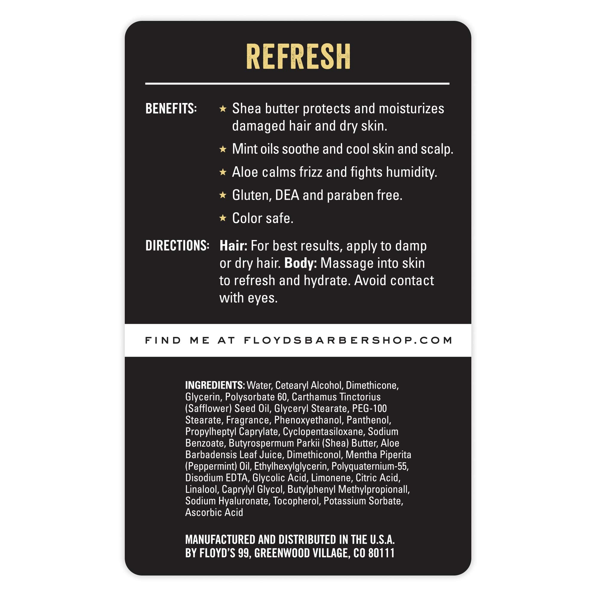 Floyd's 99 Refresh conditioner bottle 15 oz side angle