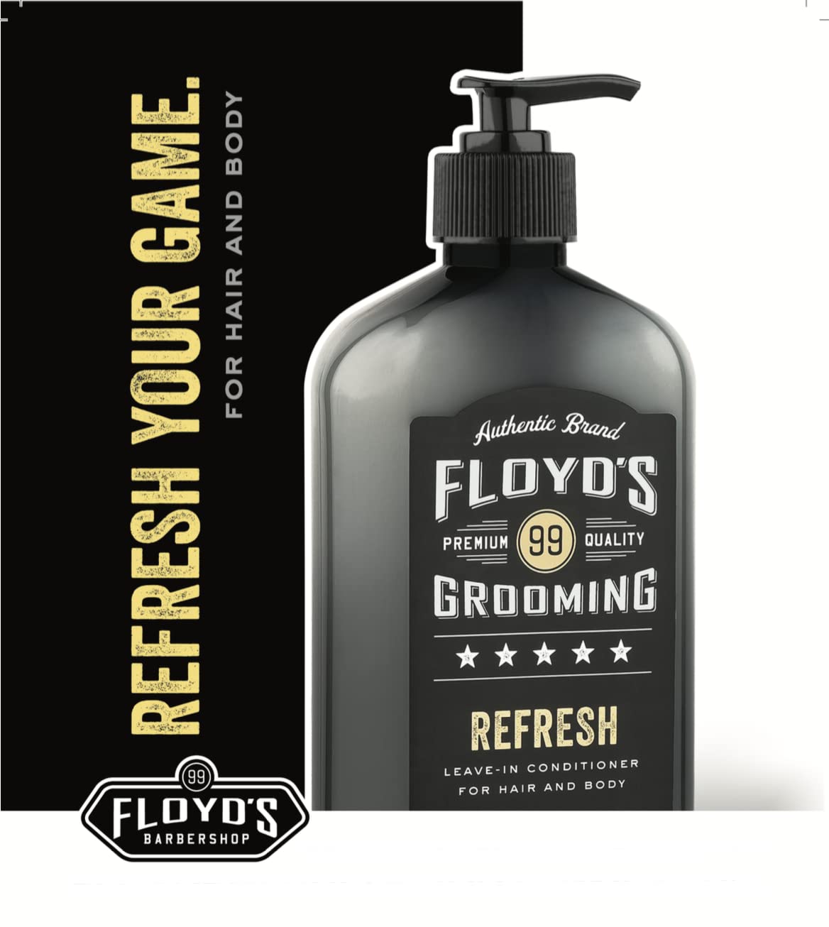 Mint oils soothing Floyd's 99 Refresh conditioner label