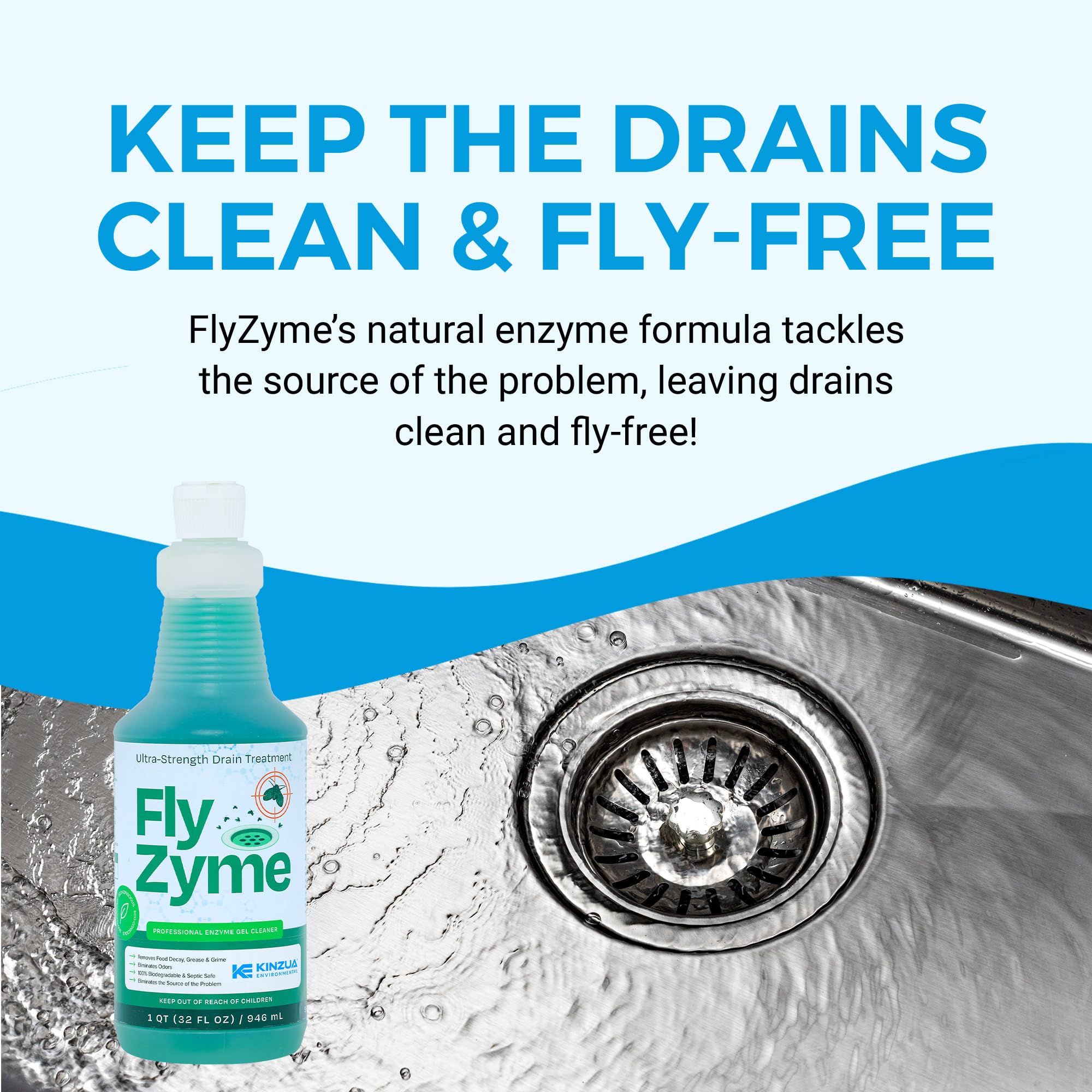 Fly-Zyme enzyme drain cleaner gel packaging label