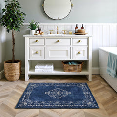 FlyDOIT non-slip backing rug navy blue 2x3