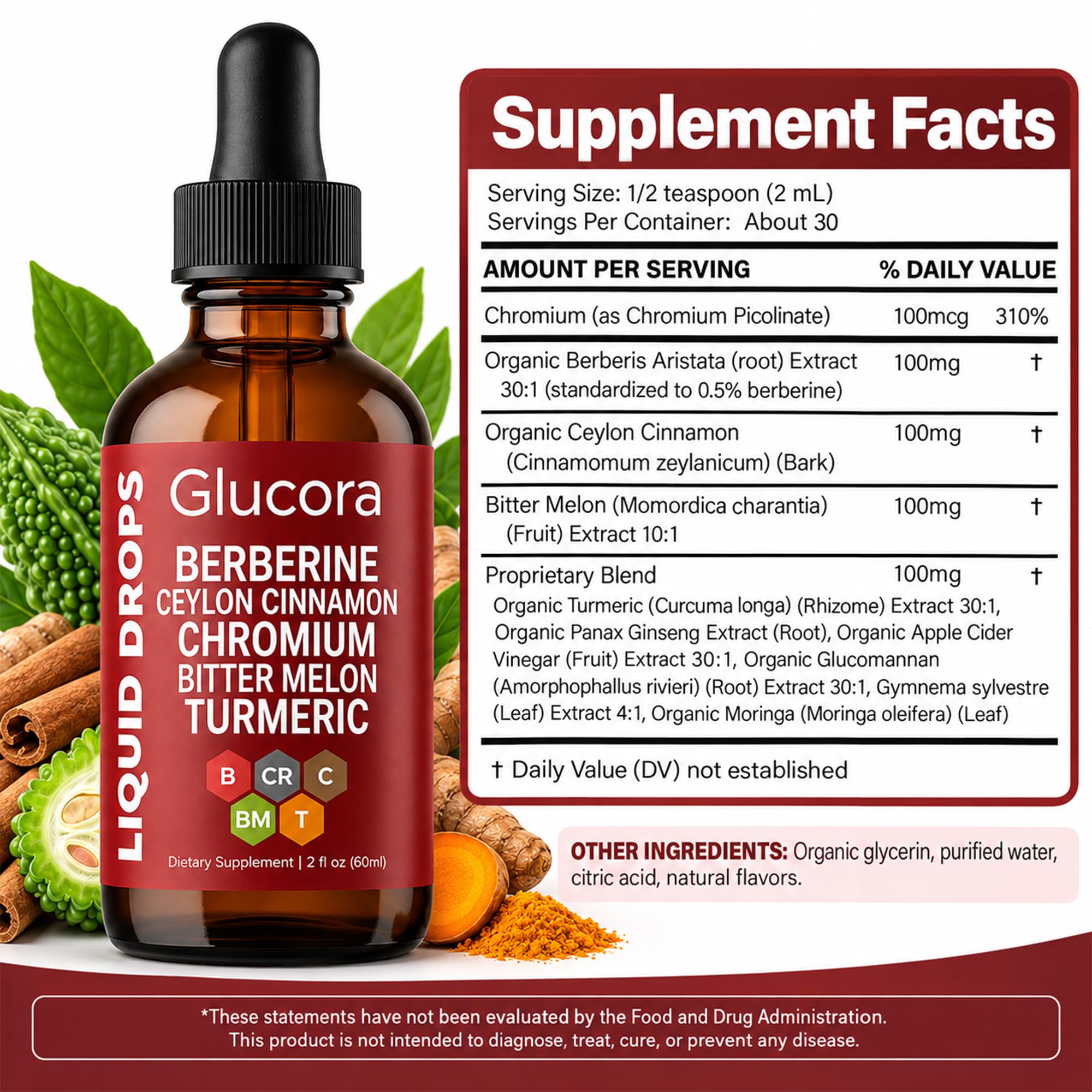 Ingredient list includes Berberis Aristata Extract and Cinnamon