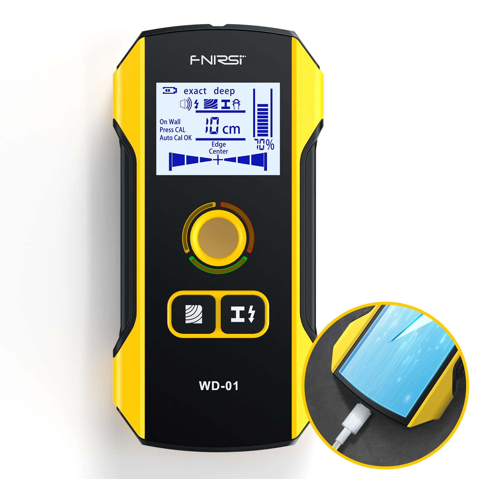 FNIRSI WD-01 rechargeable LCD display close up