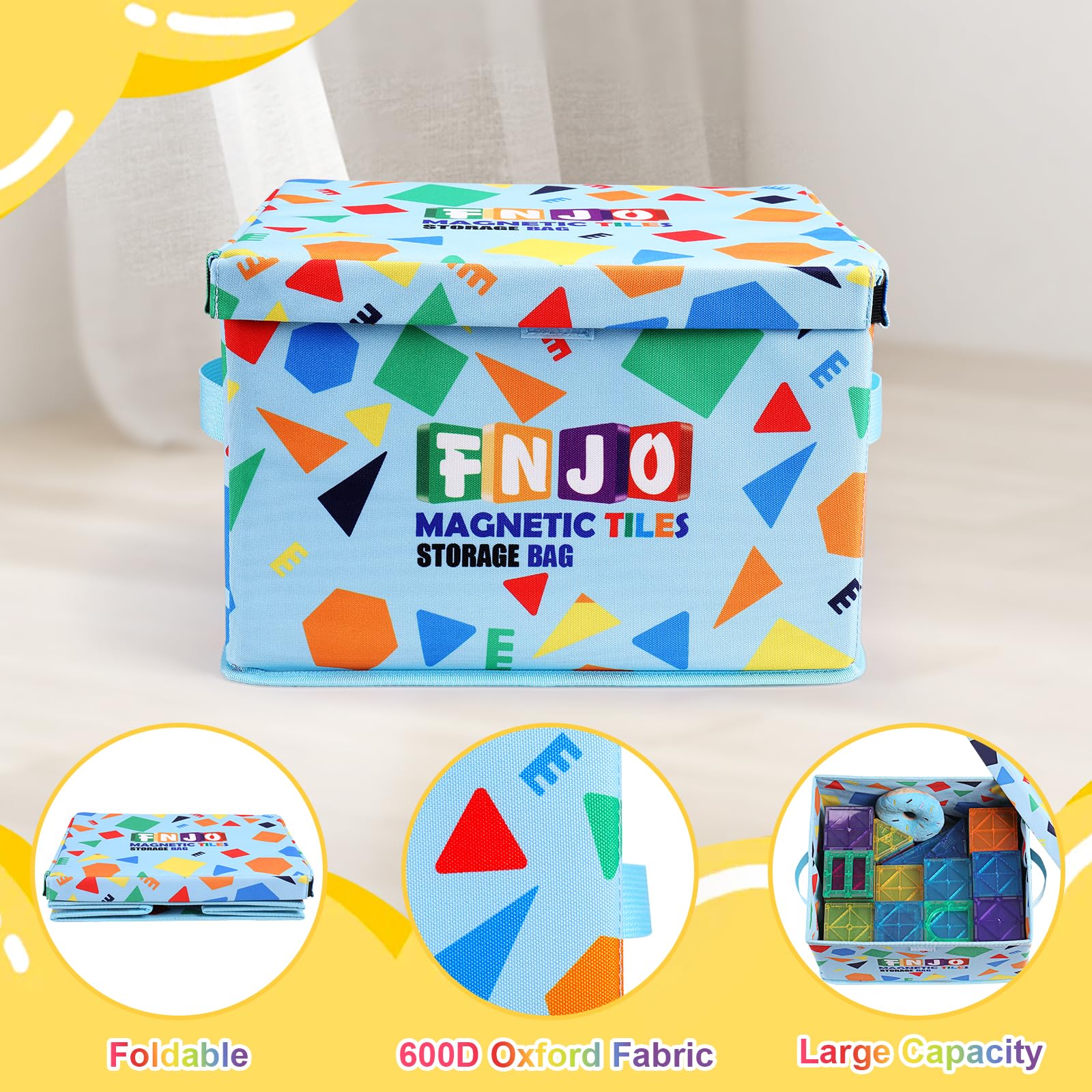 Extra tough interior pad for durable toy storage