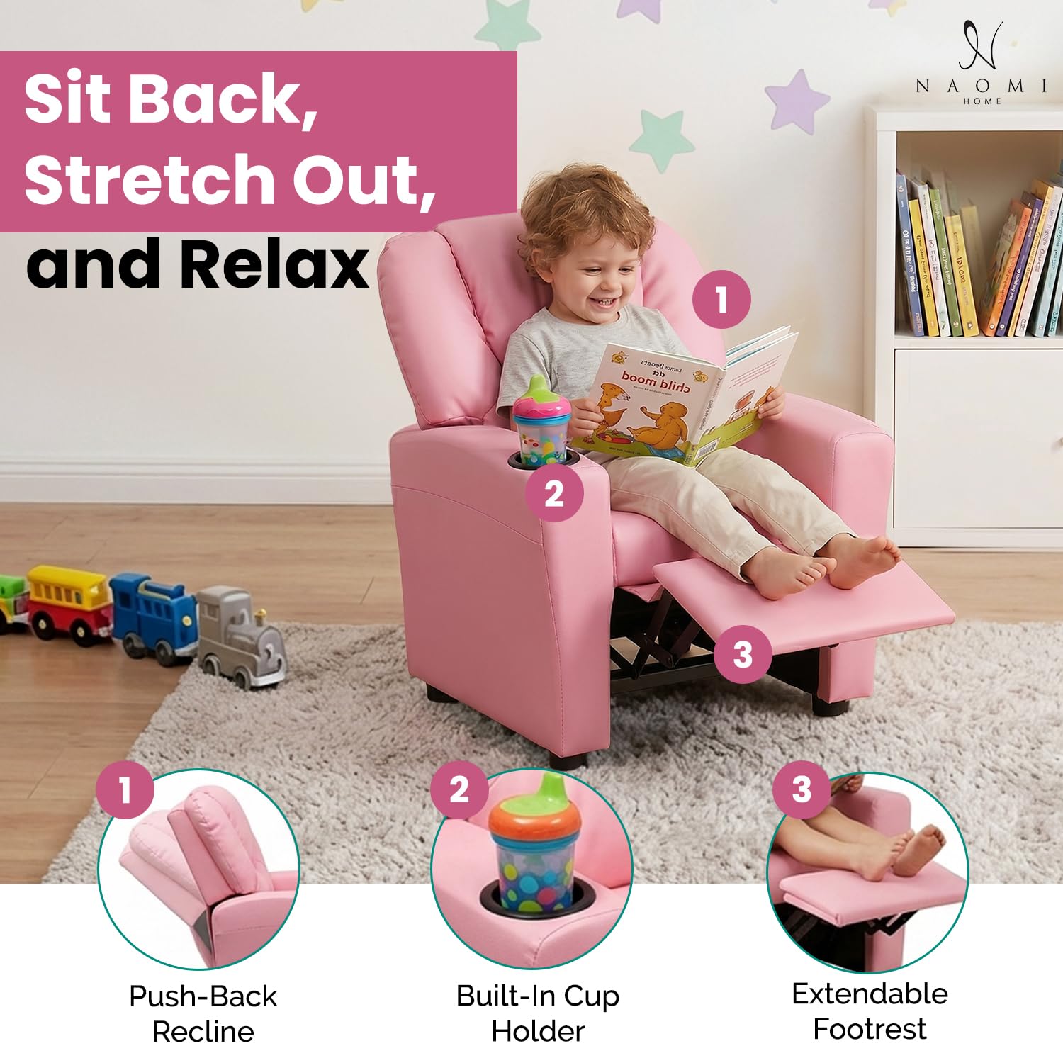 High-density foam cushions and ergonomic back support