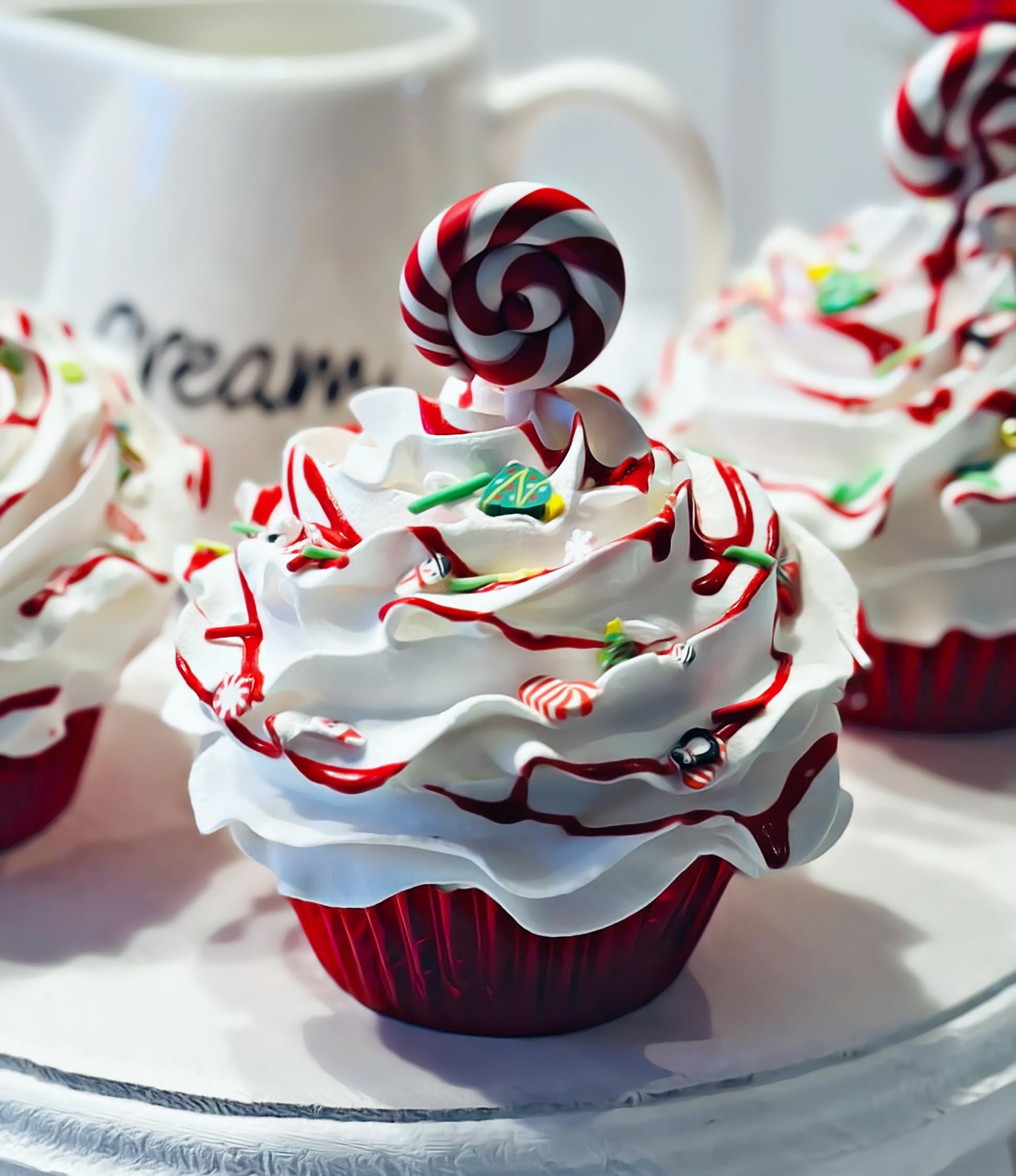 Three decorative foam cupcakes for home or storefront
