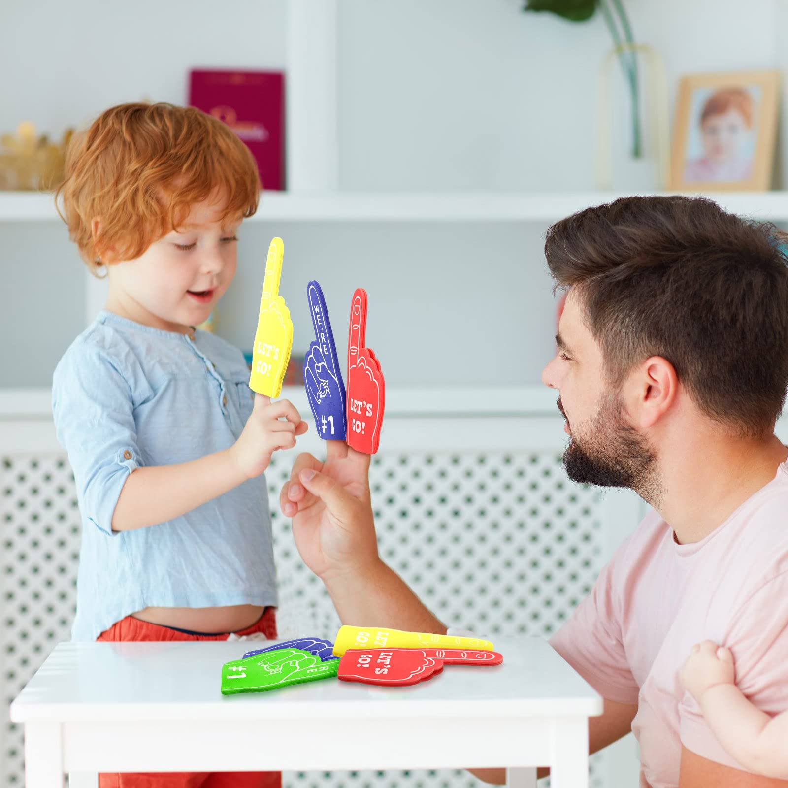Colorful foam fingers for photos and cheering