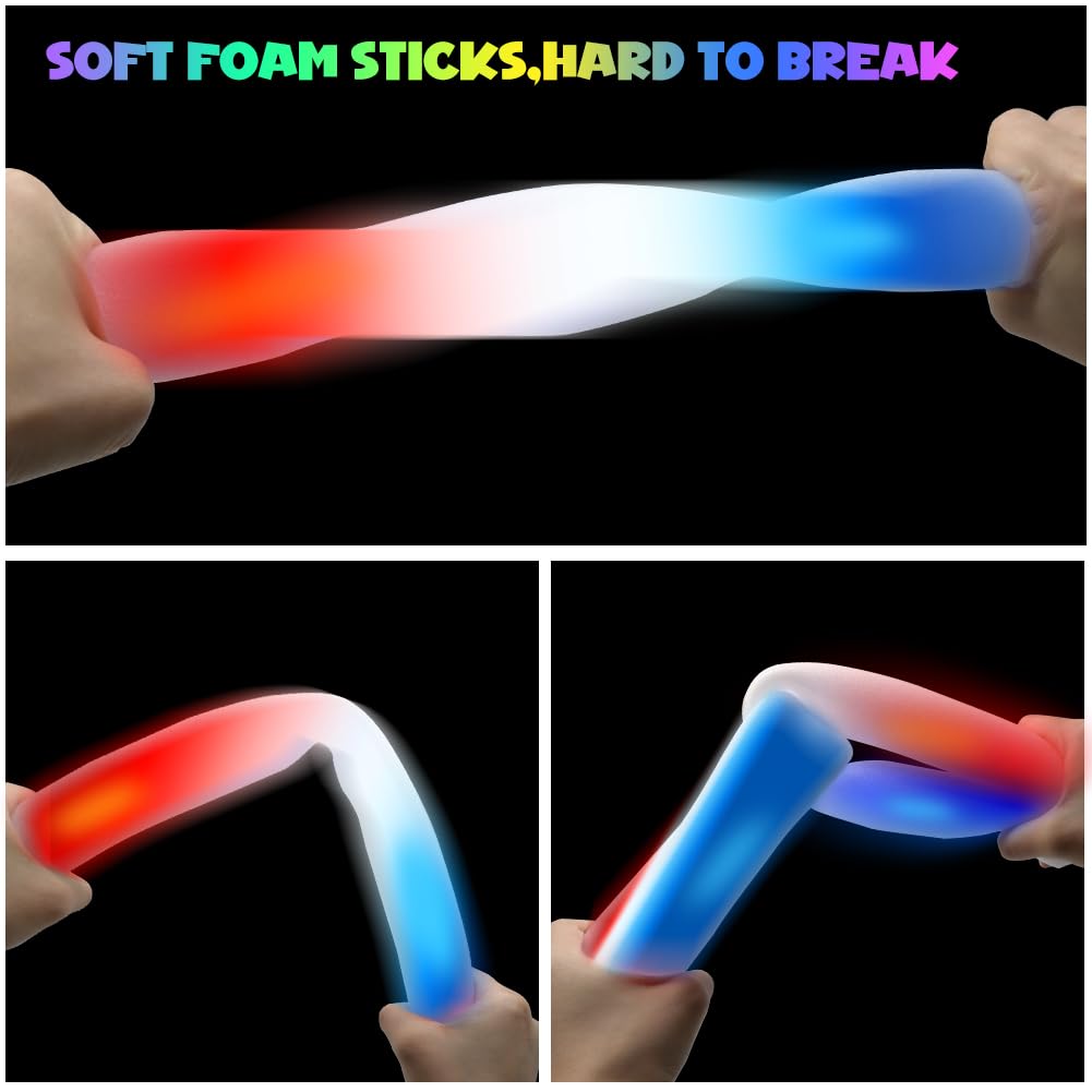 Individually packaged patriotic foam glow sticks for festival souvenirs