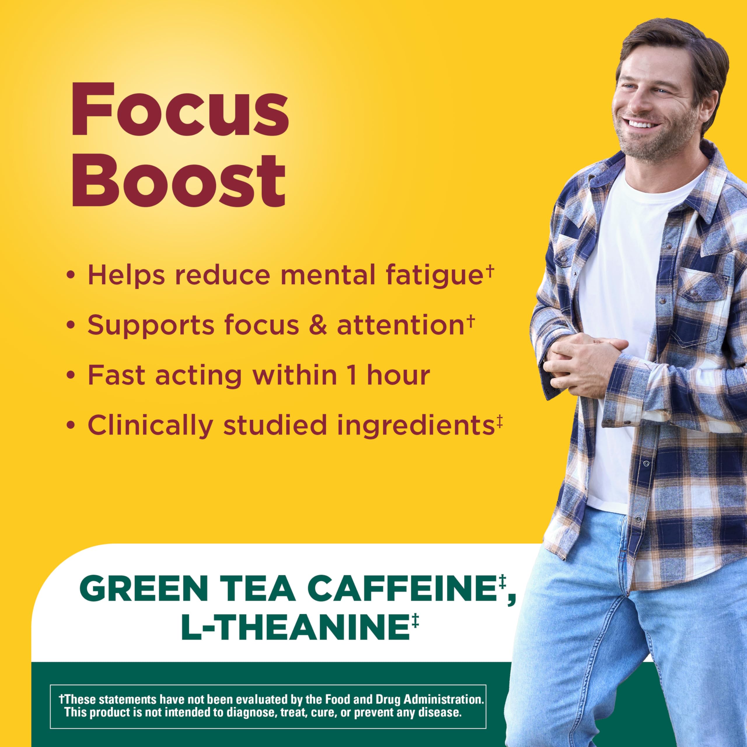Green Tea Caffeine Extract and L-Theanine ingredients in Focus Boost