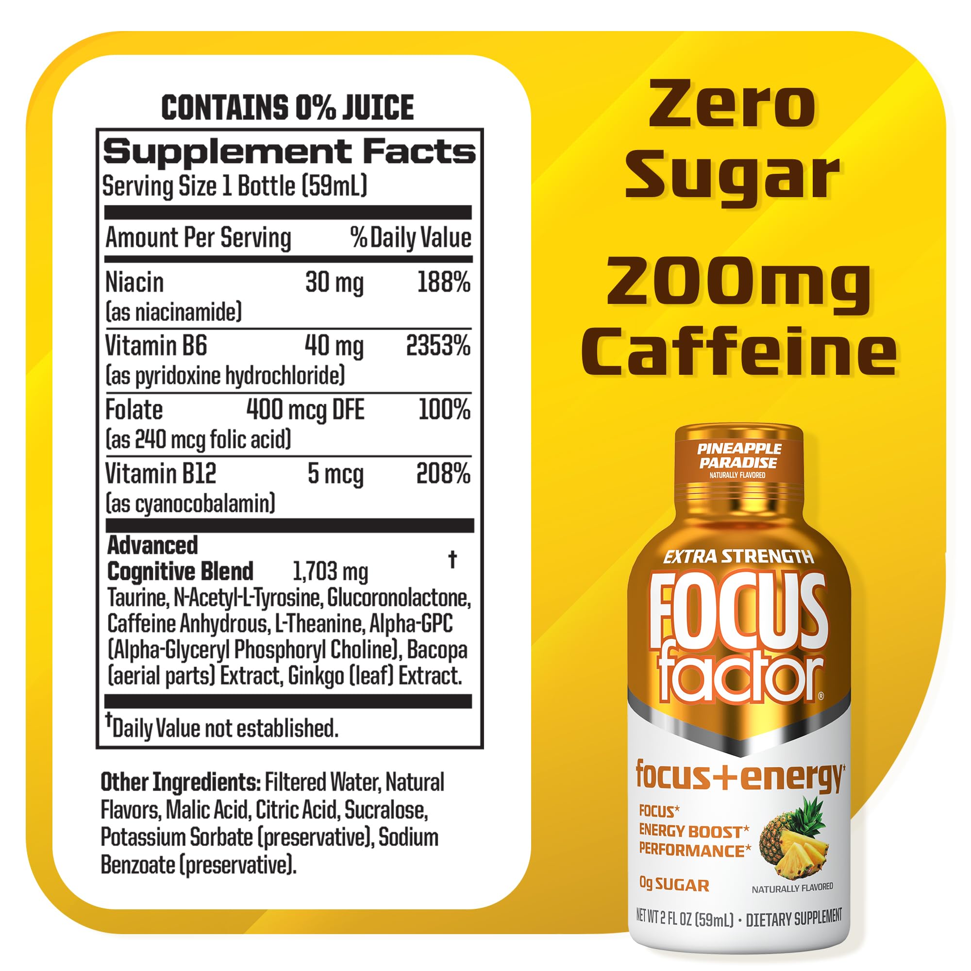 12 x 2oz Focus Factor energy shot bottles