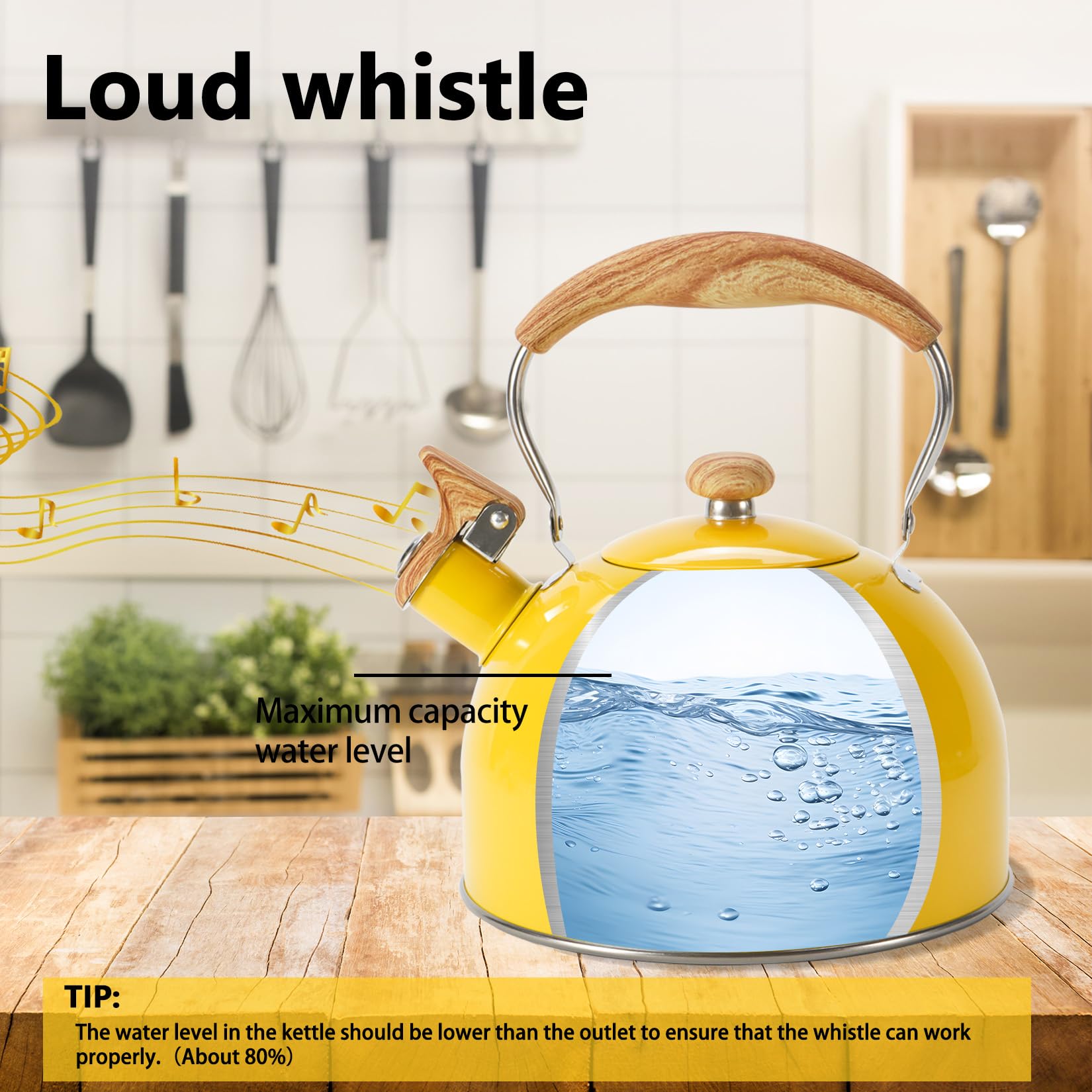 Foedo loud whistle tea kettle for boiling safety