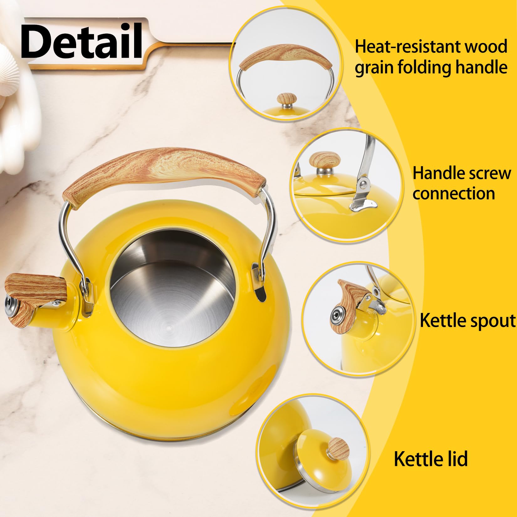 Foedo induction compatible stainless steel tea kettle