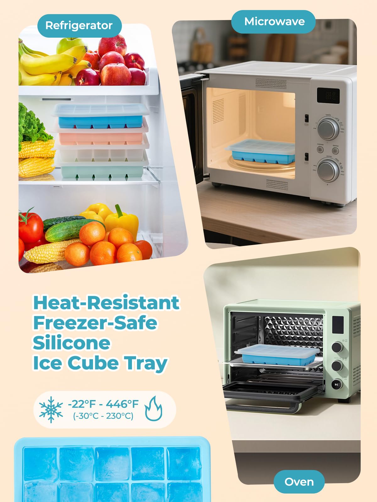 Each FOHERE tray yields 15 cubes for versatile freezing