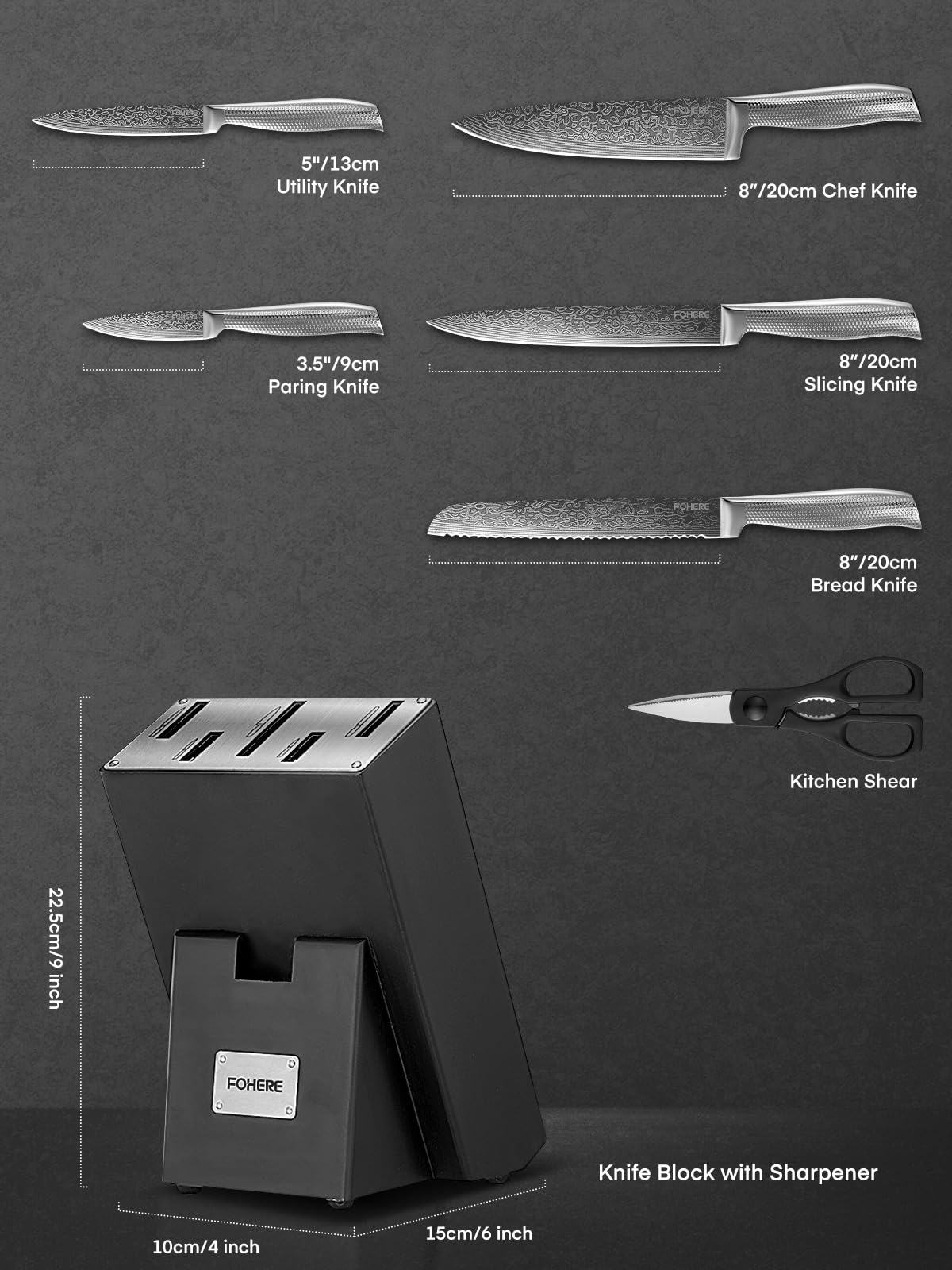 FOHERE 8 inch chef knife image