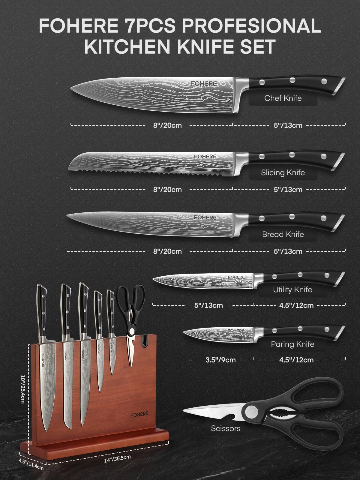 FOHERE 8 inch chef knife image