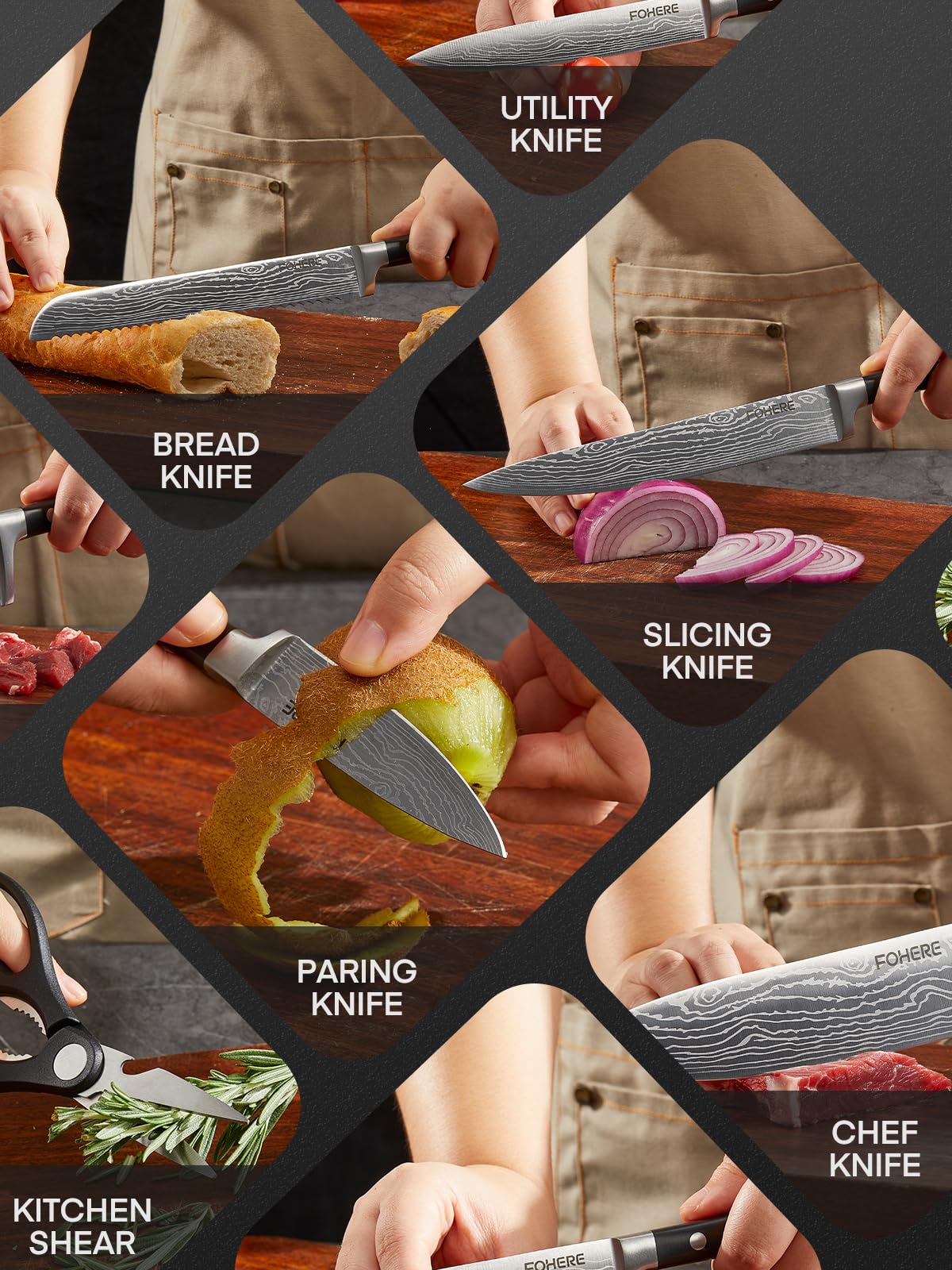 FOHERE acacia wood magnetic knife holder image