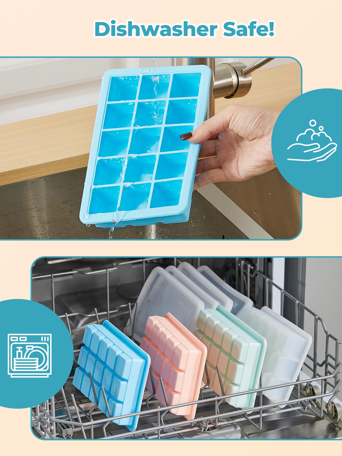 Four colored FOHERE ice trays in the set