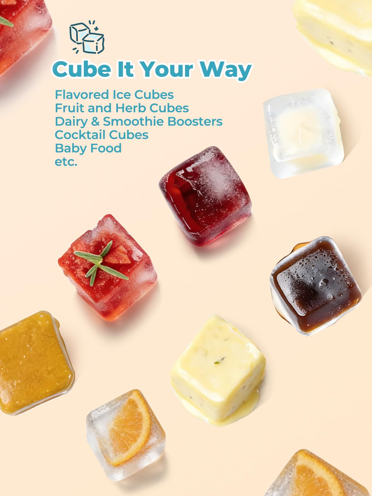 FOHERE dishwasher-safe silicone ice cube tray