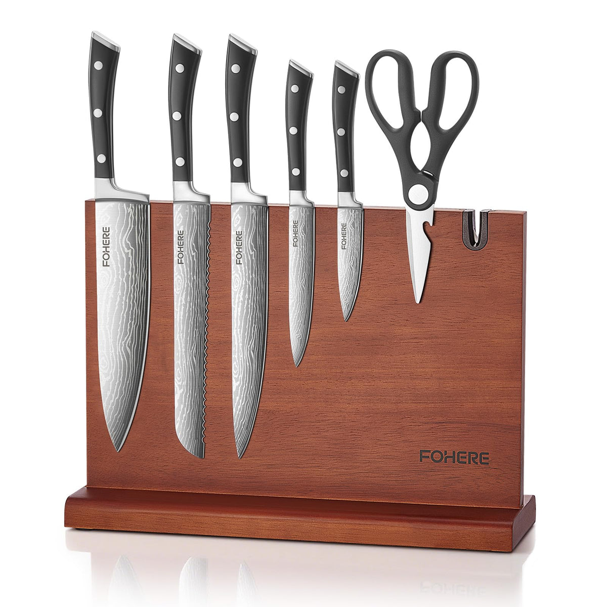 FOHERE kitchen knife set image showing 7 pieces