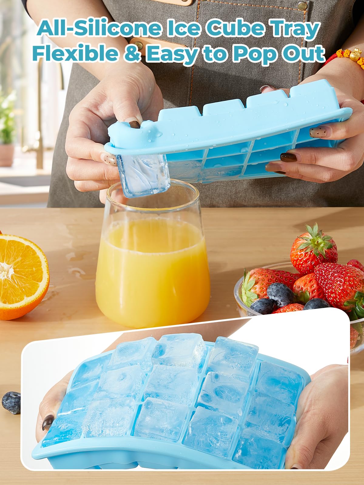 Removable leak-proof lid on FOHERE ice cube tray