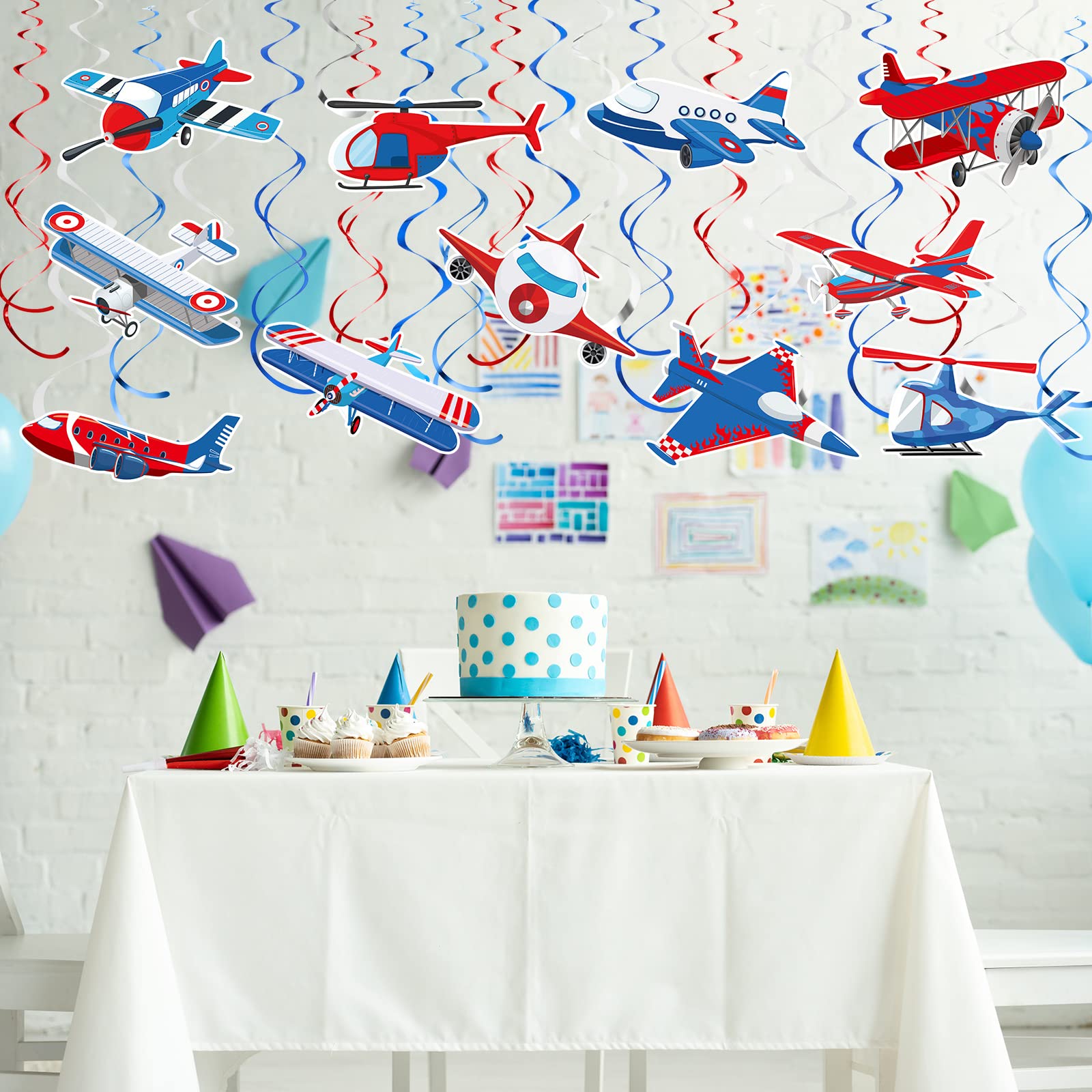 Foil airplane decorations with cardstock components