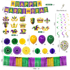Purple gold green foil fringe garland